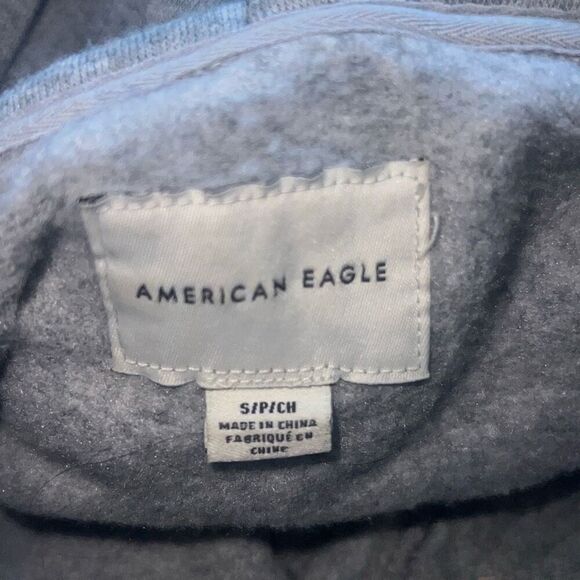 ✨American Eagle Heather Grey Striped Sleeves Sz Small Hoodie✨ - Picture 5 of 6